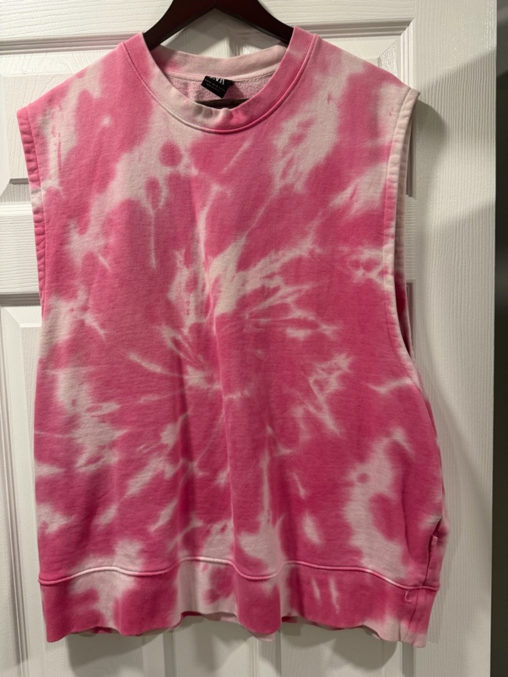 Zara Pink and White Tie-Dye Muscle Tee